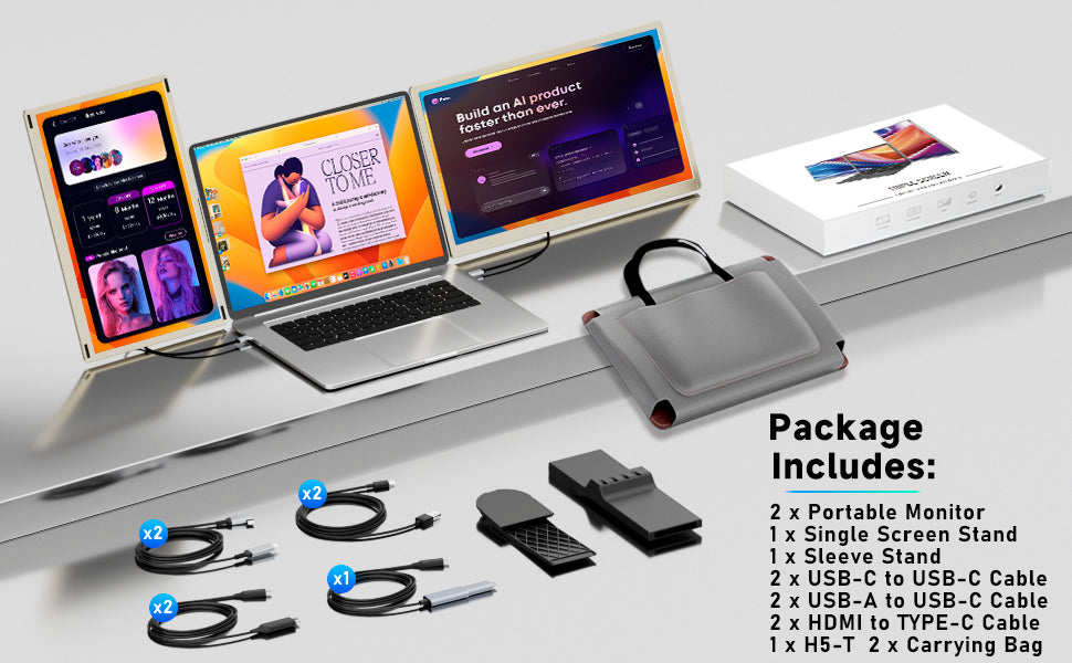 S6 - 15.6" Portable Triple Monitor, 15.6" (Screen Extender)