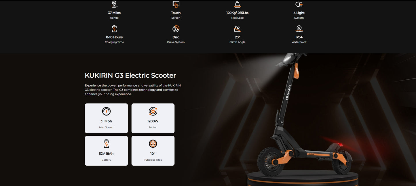 G3 Electric Scooter | 936WH Power | 1200W Motor