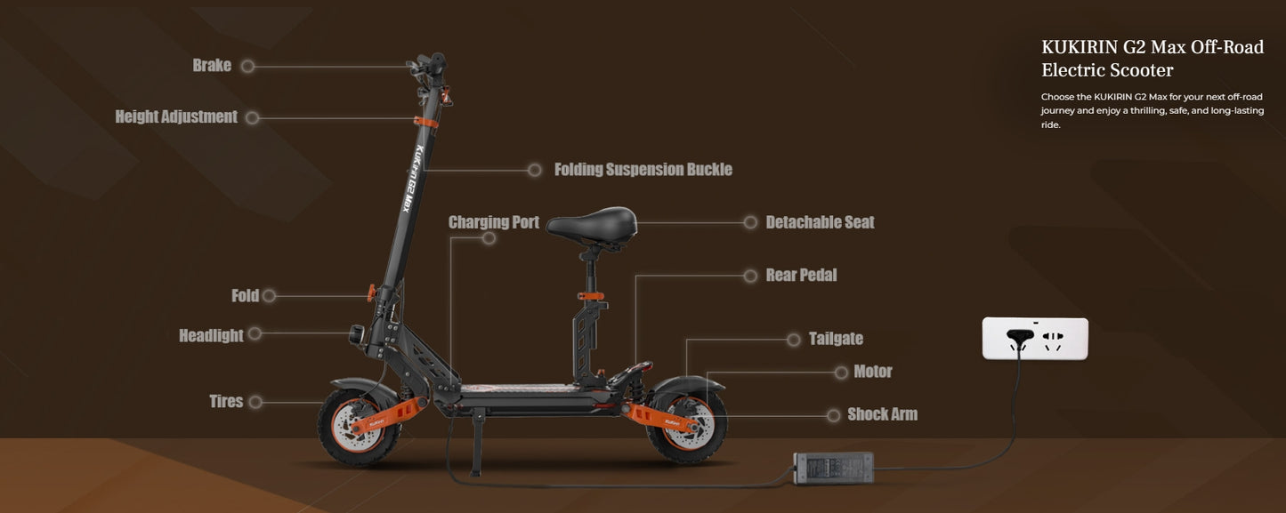 G2 Max Electric Scooter | 960WH Power | 1000W Motor