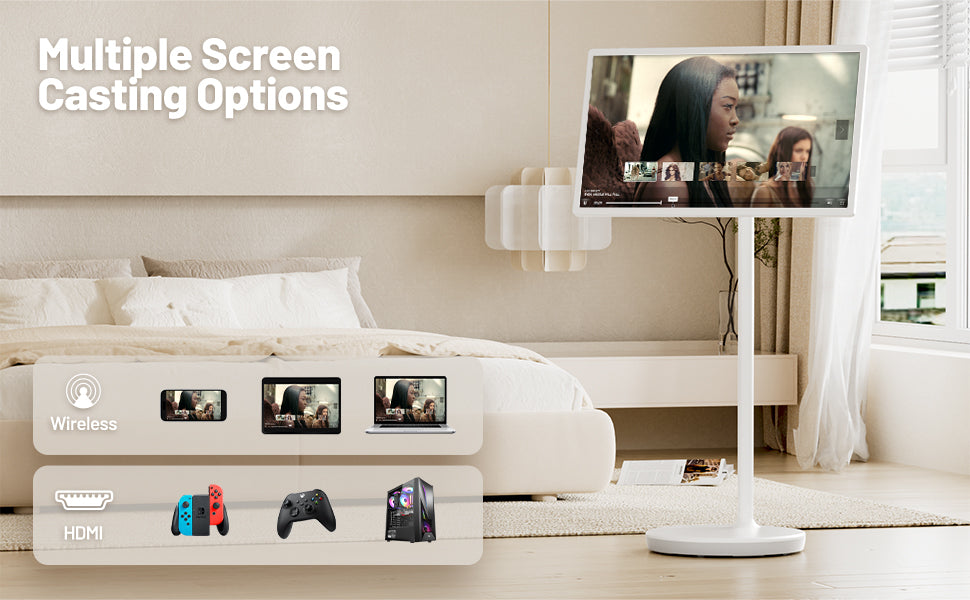 32" Portable Touch TV - Rolling TV on Wheels