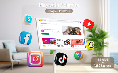 32" Portable Touch TV - Rolling TV on Wheels